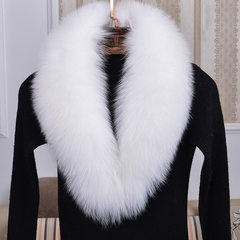Real fox fur collar, green fruit collar, male lady fur scarf, real hair collar collar, whole skin, made of ox horn collar, black and white, pure white cloth, long 80CM