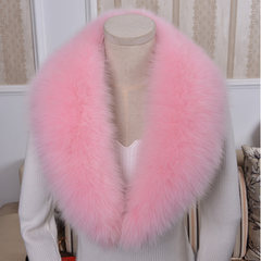 Real fox fur collar, green fruit collar, male lady fur scarf, real hair collar collar, whole skin, made of cow horn, black and white peach, pink cloth, long 80CM.