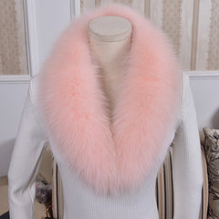 Real fox fur collar, green fruit collar, men's fur scarf, real hair collar, leather neck, round hair, white and light pink cloth, long 80CM.