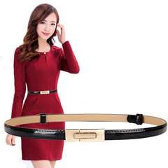 A female fine thin ladies leather fine decorative belt genuine all-match dress fine black belt