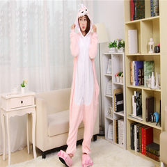 Winter cartoon conjoined pajamas, cute men and women, lovers, apartments, home clothes, flannel animals, dinosaurs, crocodiles, pajamas S yards suggest height 150-156cm without shoes Pink dinosaur