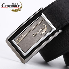 2017 new crocodile head layer cowhide leather belt buckle men's business casual male male smooth black belt
