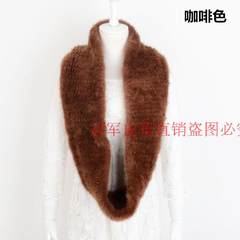New mink fur grass scarf, neck collar, female head, autumn winter, warm shawl, long woven knitted bag, 100% imported mink coffee color