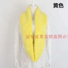 New mink fur grass scarf, neck collar, female head, autumn winter, warm shawl, long woven knitted bag, 100% imported mink fur yellow