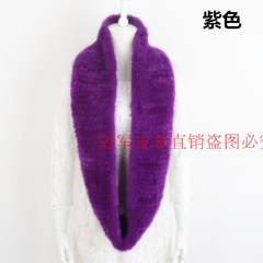 New mink fur grass scarf, neck collar, female head, autumn winter, warm shawl, long woven knitted bag, 100% imported mink hair purple
