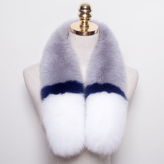 Korean winter thick warm fox fur scarf imported large fur scarf scarf in MS. Ash + white