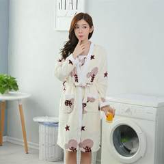 Thickened Coral Fleece Pajamas female in autumn and winter long nightdress lovely flannel gown two piece Home Furnishing clothing L code 201.4 star Mickey head
