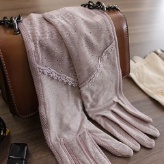 Purple Silk Touch gloves summer sunscreen and anti ultraviolet thin ladies open Cycling Short outdoor air