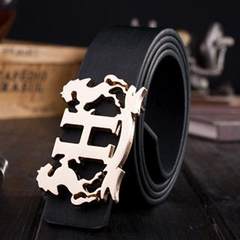 Alphabet belt belt young man smoothing personality trend Korean version cool fashion casual belt button A196 black 110cm
