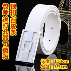 Alphabet belt belt young man smoothing personality trend Korean version cool fashion casual belt buckle A332 white 110cm