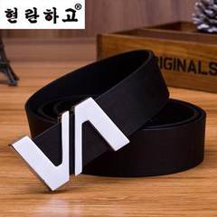 Alphabet belt belt young man smoothing personality trend Korean version cool fashion casual belt button A100 black 110cm