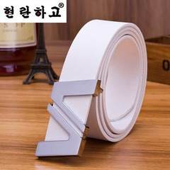 Alphabet belt belt young man smoothing personality trend Korean version cool fashion casual belt buckle A100 white 110cm