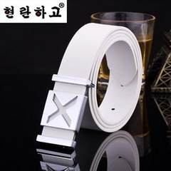 Alphabet belt belt young man smoothing personality trend Korean version cool fashion casual belt buckle A258 white 110cm