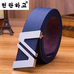 Alphabet belt belt young man smoothing personality trend Korean version cool fashion casual belt buckle A100 blue 110cm