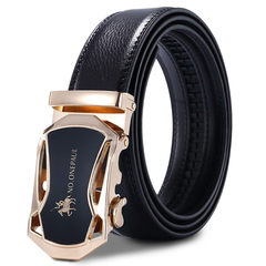 Men's leather, automatic buckle belt, top layer leather, men's belt, business casual, Korean version, middle aged youth belt No. Paul 10jj 130cm