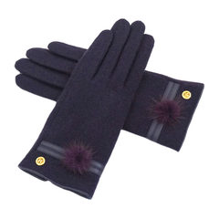 The original double exports to South Korea with warm winter wool cashmere lady cashmere gloves touch mink fur ball