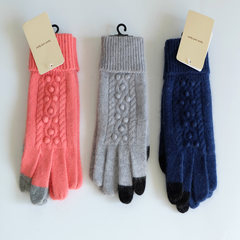 Purchasing 6000 yen exports to Japan during the winter of 16 new trade wool rabbit hair touch screen finger female warm gloves