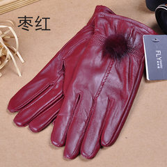 Popular winter white ladies gloves, warm sheep, purple lady, black ball, black red