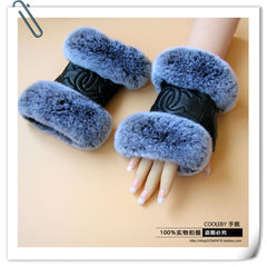 [COOLEBY] shipping ladies half finger gloves leather sheepskin fur in autumn and winter Seto Ms.