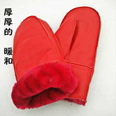 Winter men's leather gloves, cold cycling, thickening, multi colored lovers, big cotton mittens