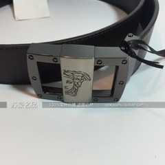 Versace VERSACE Mens belt cross embossed leather belt head half Medusa USA Cross stripes Brown 105cm