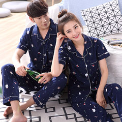 Silk silk couple pajamas summer short sleeves, thin size, large size code, men and women ice silk, spring and autumn winter pajamas, home delivery maid M, male XL Christmas short sleeved trousers.