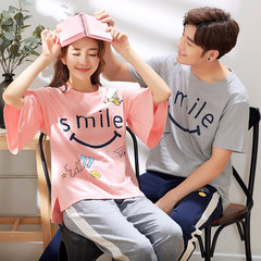 Silk lovers pajamas summer short sleeves, thin size, large size code, men and women ice silk, spring and autumn winter sleeping pajamas, home delivery maid M, male XL smiling face, short sleeved trousers