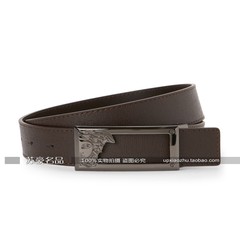 Versace VERSACE Mens belt cross embossed leather belt hollow Medusa LOGO USA Cross stripes Brown 105cm