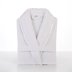 Cotton Bathrobe towel Nightgown Pajamas female lovers in autumn and winter long sleeved Cotton Bathrobe absorbent thickened adult male 170 (XL) naturally white