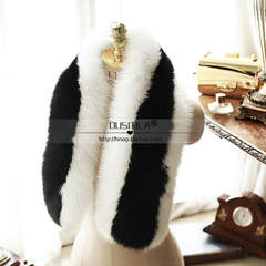 2017 popular new black and white color Fox Fur Scarf Shawl Collar super luxury fur at first sight