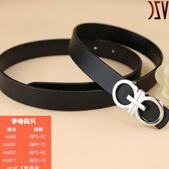 2017 new fashion leather fashion leather belt ladies VZC black leather belt all-match leisure bag mail Black silver buckle (2.3 cm wide) 105cm