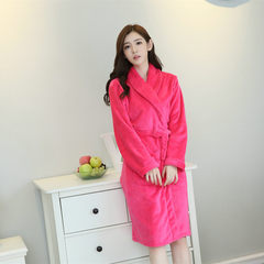 738 blue autumn winter pajamas female long sleeved coral fleece bathrobe flannel Nightgown one-piece robe thickened in winter 738# rose red