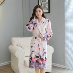 738 blue autumn winter pajamas female long sleeved coral fleece bathrobe flannel Nightgown one-piece robe thickened in winter 739# ink