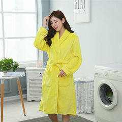 738 blue autumn winter pajamas female long sleeved coral fleece bathrobe flannel Nightgown one-piece robe thickened in winter 738# yellow