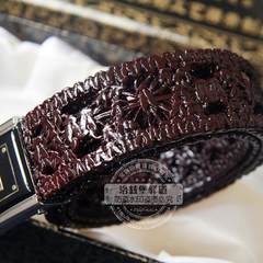 The 2014 men's health Dichotomanthes leather hand woven leather belt belt of Liaocheng specialty retro nostalgia Chrysanthemum pattern gift box
