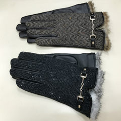 Exports of Japanese high-end mobile phone touch screen fabric senior women's hair and sheepskin gloves