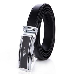 Genuine seven wolves men leather belt automatic leather business dress, pure leather youth belt, Korean version thirteen 105cm