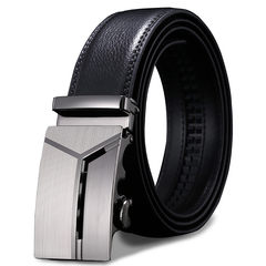 Men's belt, male leather, automatic buckle, waist belt, cowhide, middle-aged leather business trousers, young men's Korean version, men's trouser band one, Paul T05 130cm