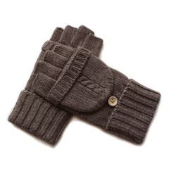 Ruidika European men's wool cap new autumn and winter half finger touch screen drive office lovers gloves Dark brown