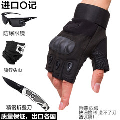 Imported special soldier long all tactical glove male combat outdoor riding machine motorcycle motorcycle fan half finger glove Half Finger black import version - Spectacle scarf folding knife