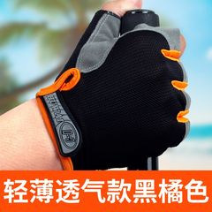Gloves, sports bike, fitness, anti slip, half finger gloves, other general summer air permeability, wear resistant training, black orange (certified product)