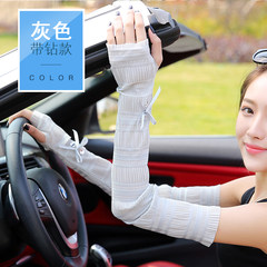 Sunscreen gloves female summer half refers to cycling, driving thin, long anti UV, ice lace, arm sleeve, sleeve outdoor Belt drill - gray