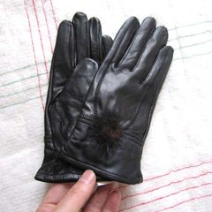 Washed crown, ex factory price, hot (gloves), new factory, pure leather, fine leather gloves, thin soft leather gloves Women's black (cashmere)