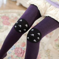 A150 winter and new style knee jacquard footprint, combed cotton wool, knitting bottoming tights, stepping socks Navy