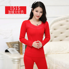 Year of fate red plus velvet thermal underwear with thickened female body base long johns suit Winter Wedding 1515 with large red velvet