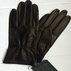 Ladies leather gloves with single hole air export import original sheepskin to drive a manicure Black 8 yards