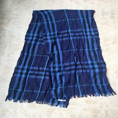 English authentic BURBERRY, Burberry scarf, plaid, wrinkle cashmere, wool blended scarf Navy