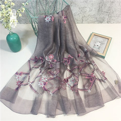 17 winter wool scarf silk embroidery embroidered cashmere scarf silk shawl BaiCaoYuan gift Lotus violet