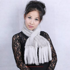 The new mink mink fur leather Scarf Collar sleeve head thickened dense hand woven men and women warm in winter Sapphire