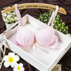 No steel ring, pure cotton, small chest bra, sweet and sweet girl, Japanese underwear, lace, thick bra, post bag 989: Powder 70/32AB cup